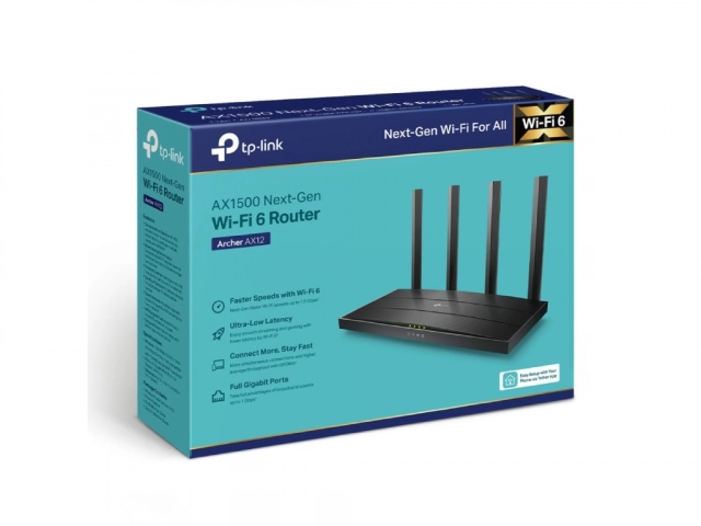 Bežicni ruter TP-LINK ARCHER AX12 WiFi/AX1500/1201Mbps/300Mbps/1GWAN 4GLAN/4 antene