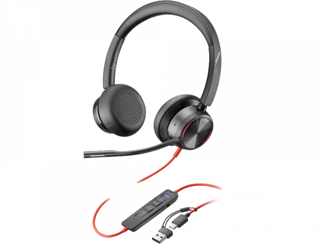 Slušalice HP Poly Blackwire 8225 Stereo MS Teams Cert USB-C Headset +USB-C/A Adapter/8X225AA/crna