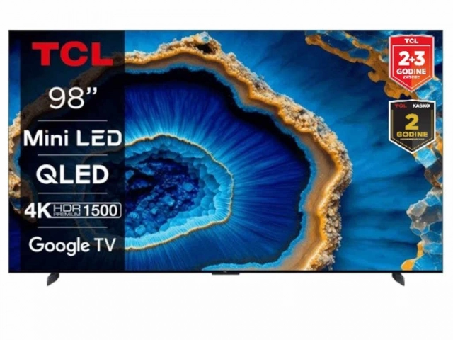 Televizor TCL 98C805/Mini LED-QLED/98"/4K HDR/144Hz/Google TV/crna