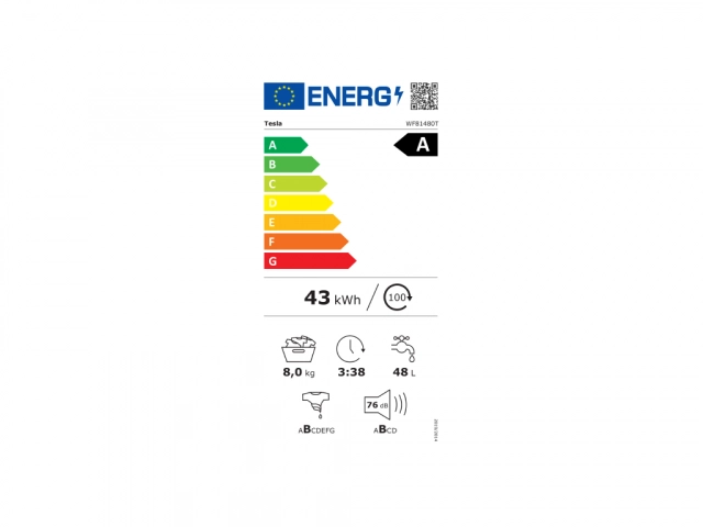 Veš mašina TESLA WF81480T/inverter/8kg/1400 obrtaja/A/85x60x53cm/bela