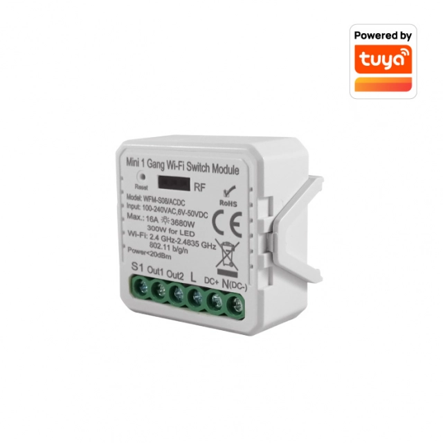 Wi-Fi smart prekidač-modul, 1x16A WFM-S08/ACDC