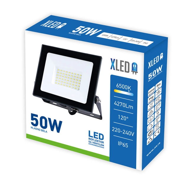 XLED 50W LED reflektor sa ventilom, 6500K,4270,IP65,AC220-240V,crni