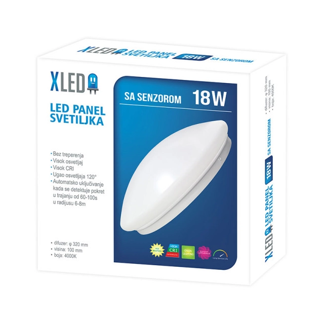 XLED SL-X-P3001803 18W Nadgradni okrugli LED panel 4000K,1350Lm,senzor pokreta i noc/dan