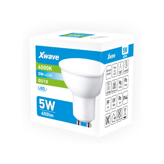 Xwave GU10 5W SL-B-GU5-4K LED Sijalica 4000K.220V,450Lm,Bela